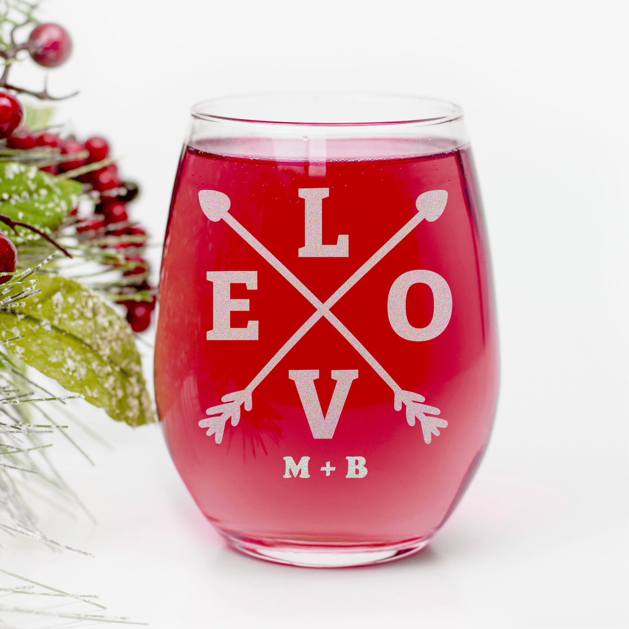Arrow Of Love Stemless Wine Glass