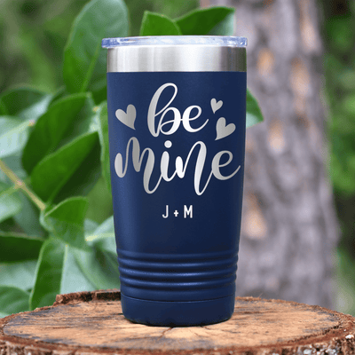 Navy Valentines Day Tumbler With Be Mine Design