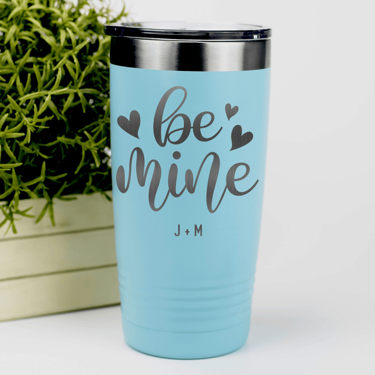 Teal Valentines Day Tumbler With Be Mine Design