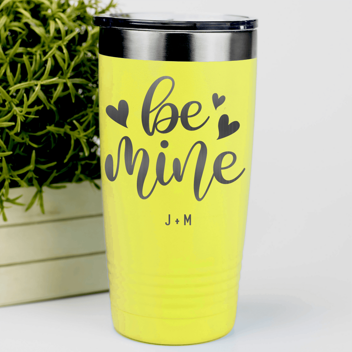 Yellow Valentines Day Tumbler With Be Mine Design
