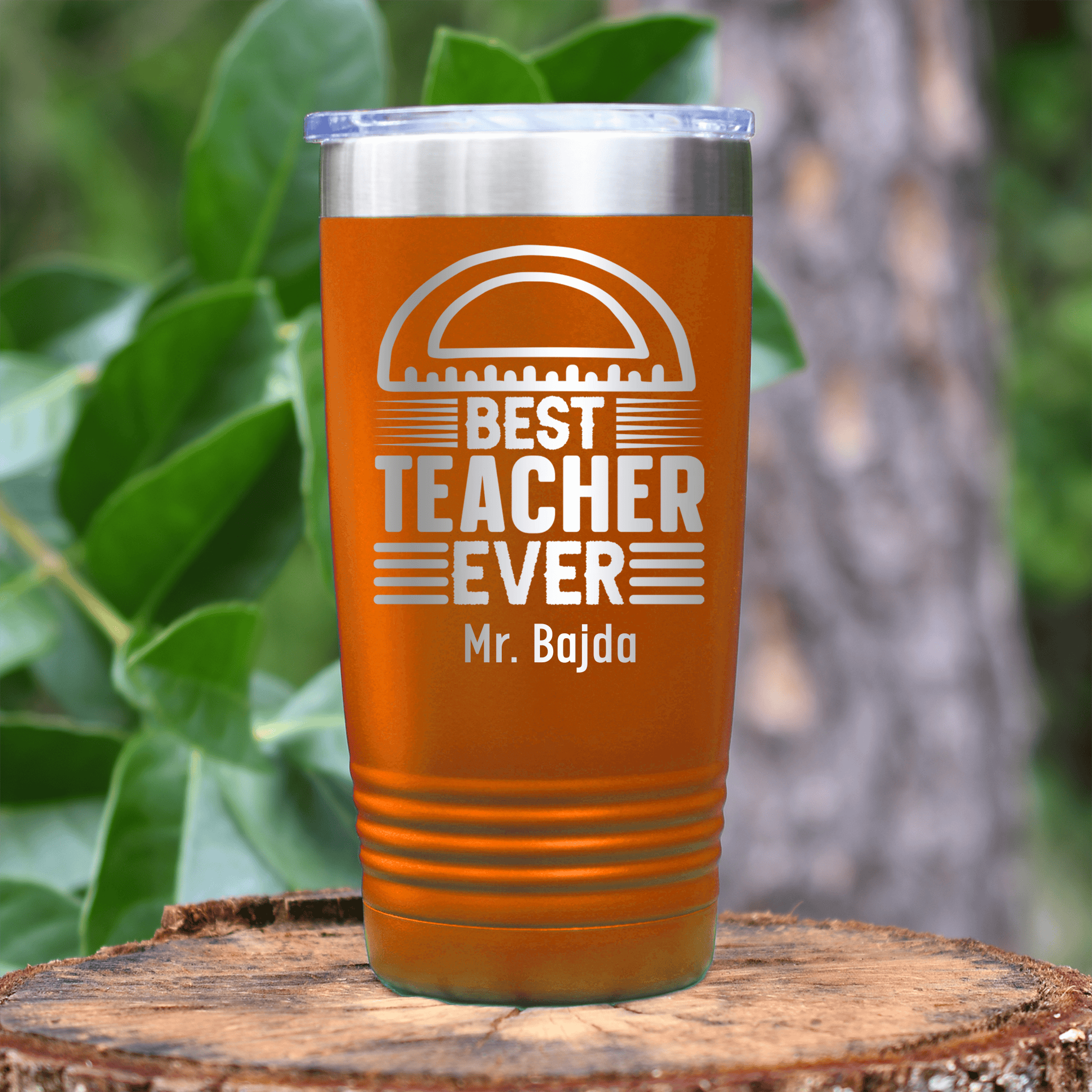 Orange Teacher Tumbler With Best Teacher Ever Design