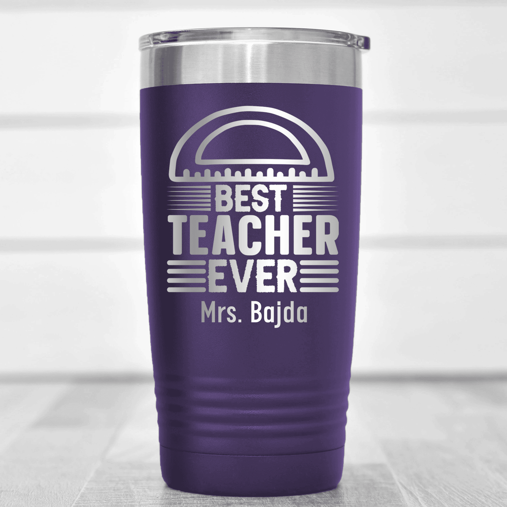 Purple Teacher Tumbler With Best Teacher Ever Design