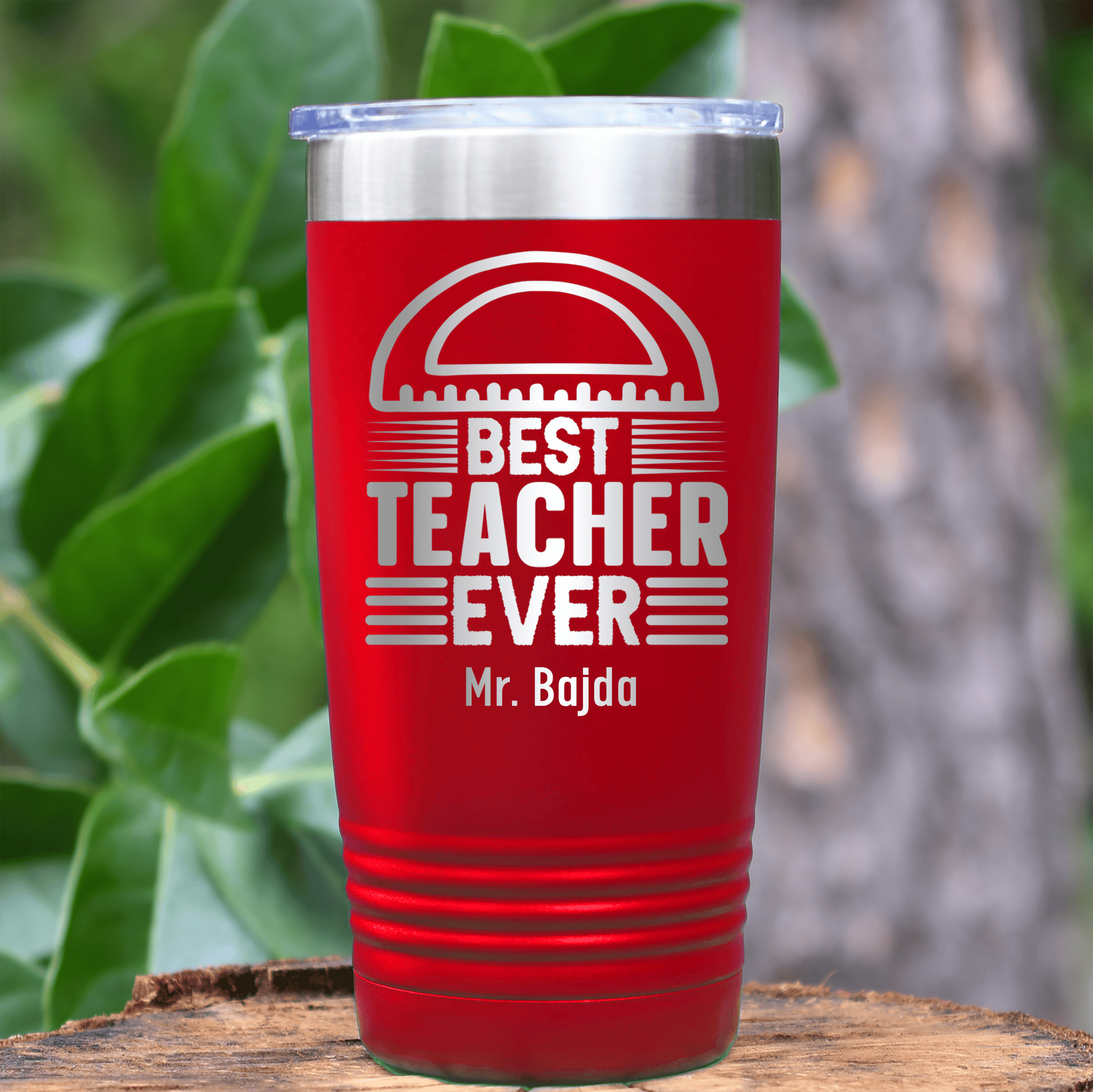 Red Teacher Tumbler With Best Teacher Ever Design