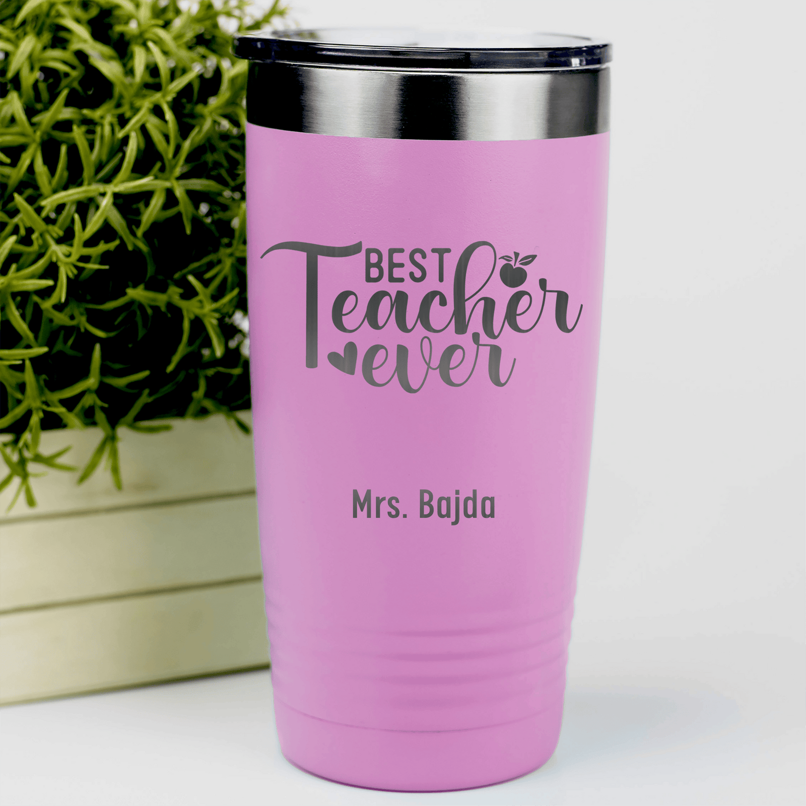 Pink Teacher Tumbler With Best Teacher Every Script Design