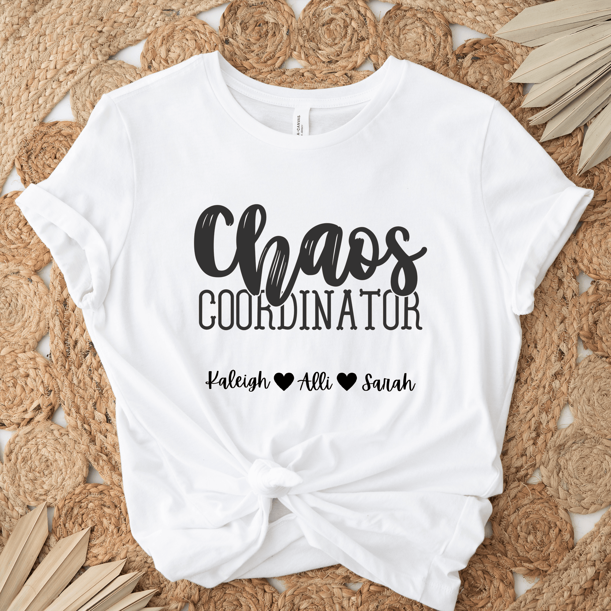Womens White T Shirt with Chaos-Coordinator design