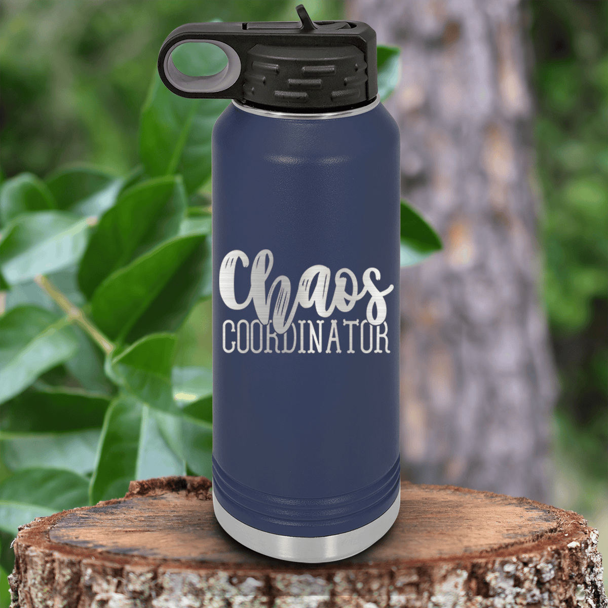 Navy Mothers Day Water Bottle With Chaos Coordinator Design