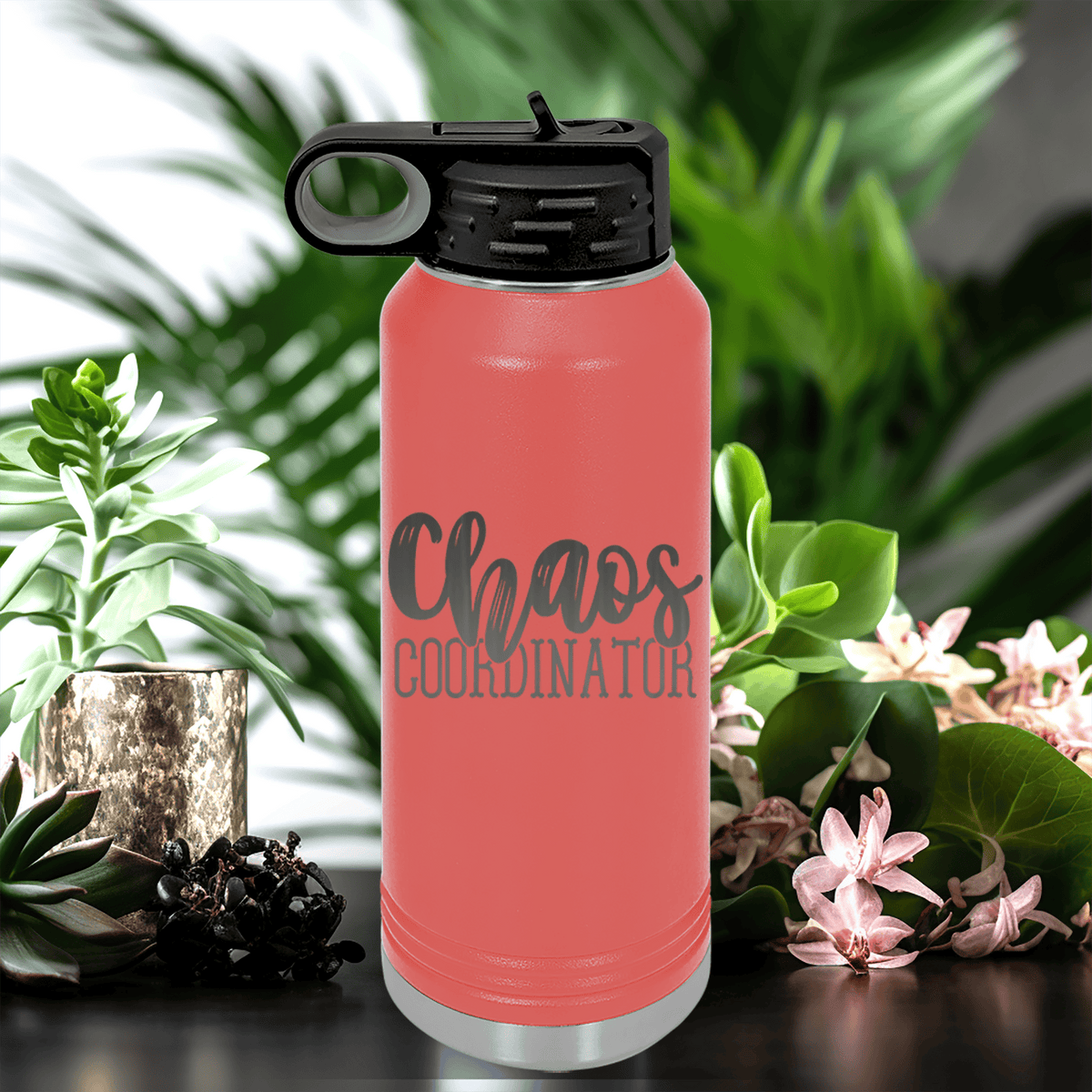 Salmon Mothers Day Water Bottle With Chaos Coordinator Design