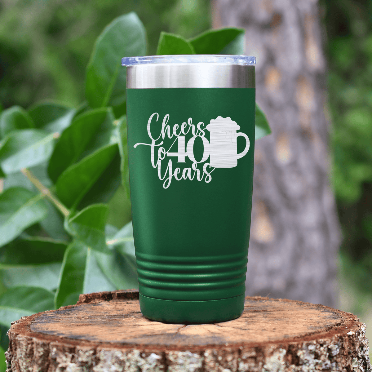 Green birthday tumbler Cheers To Fourty Beer