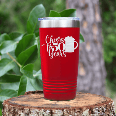 Red birthday tumbler Cheers to 50 Years Beers