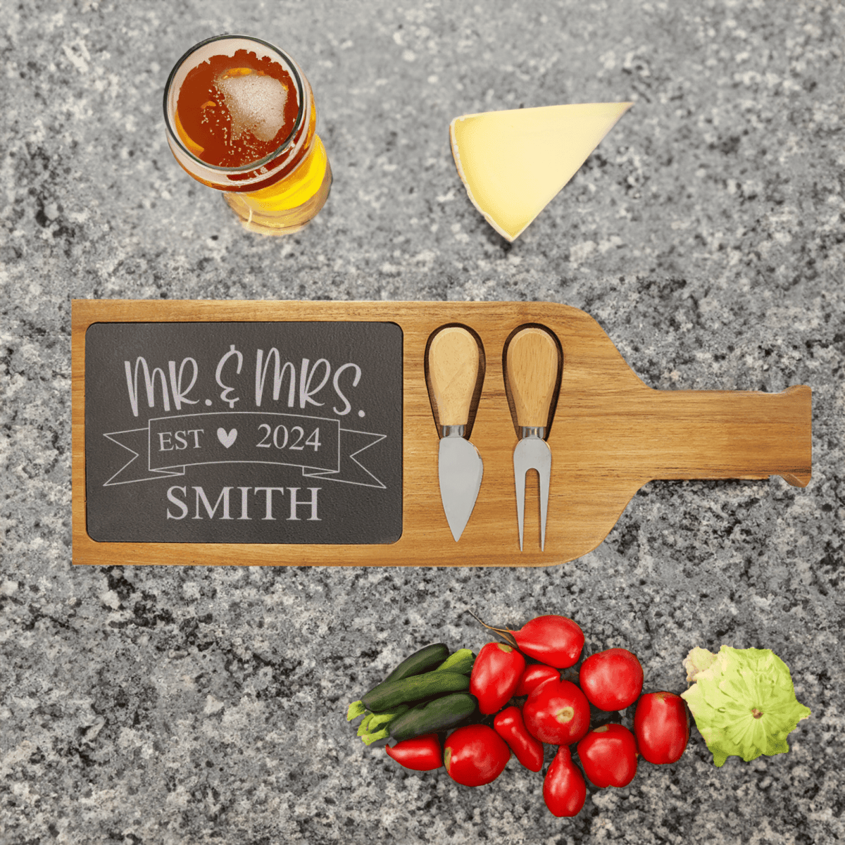 Cherised Memory Banner Wood Slate Serving Tray With Handle