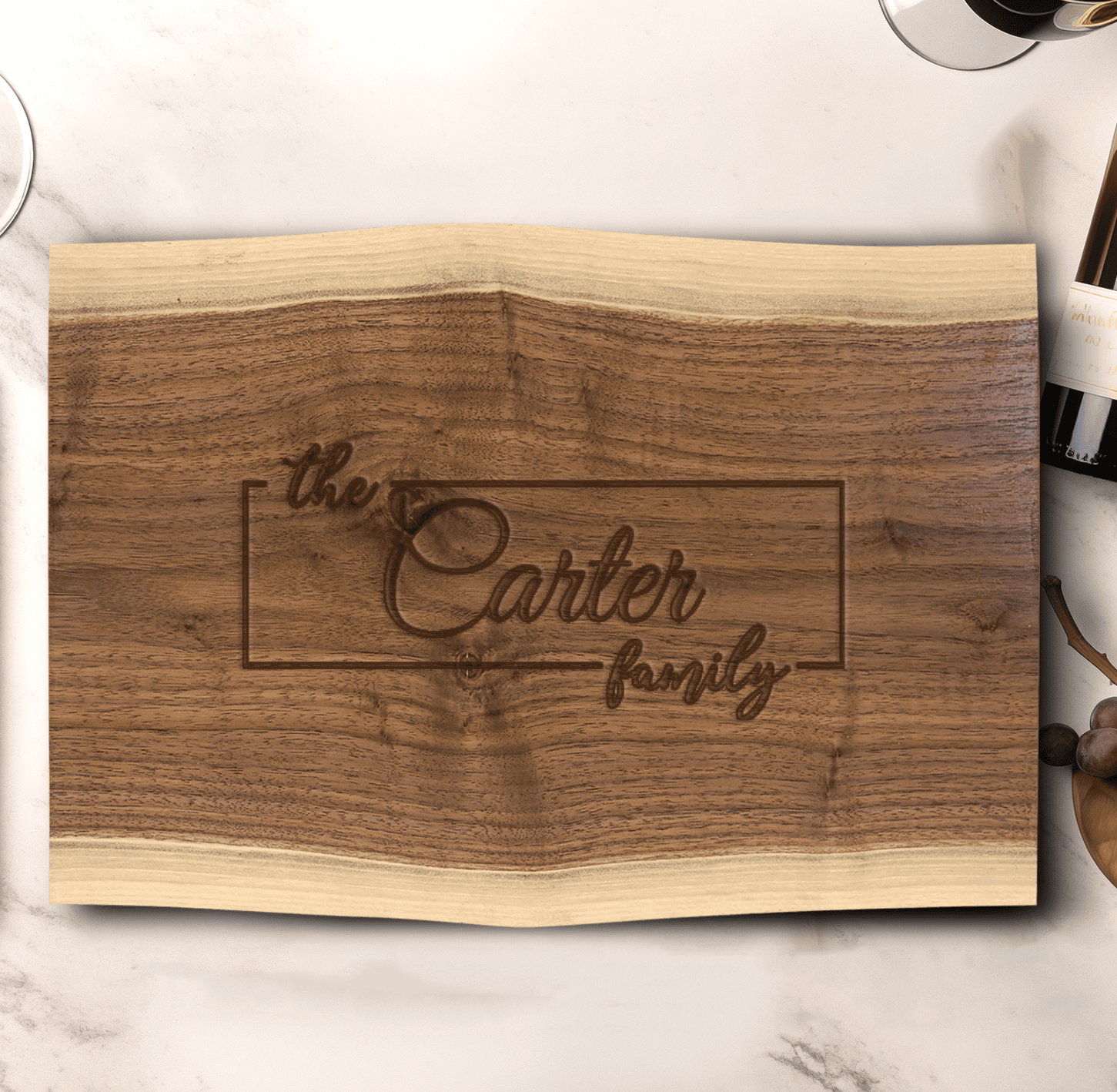 Family Name Walnut Cutting Board With Classic Family Legacy Design