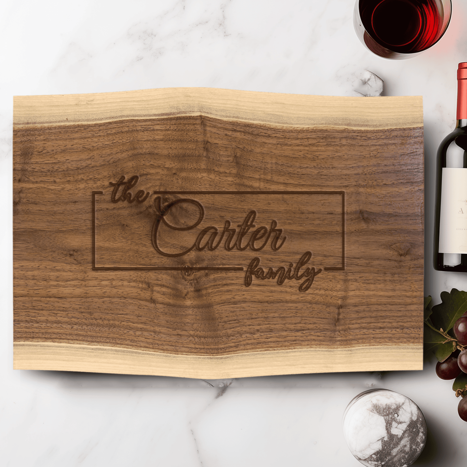 Family Name Walnut Cutting Board With Classic Family Legacy Design