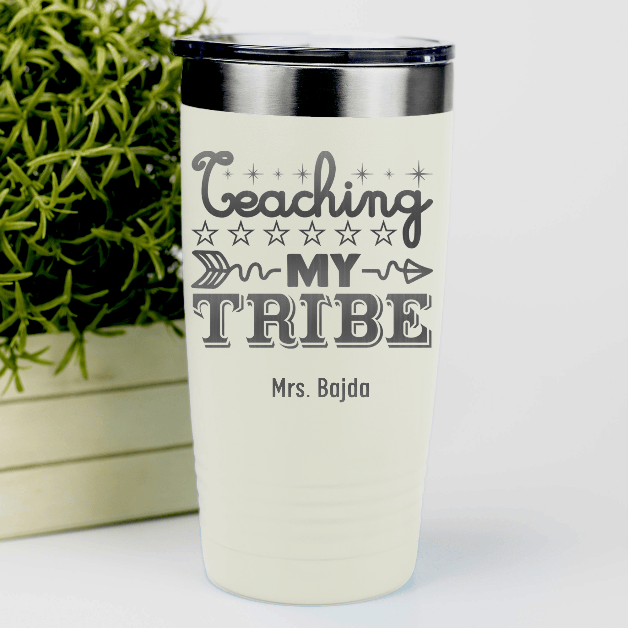 White Teacher Tumbler With Coaching Is My Tribe Design