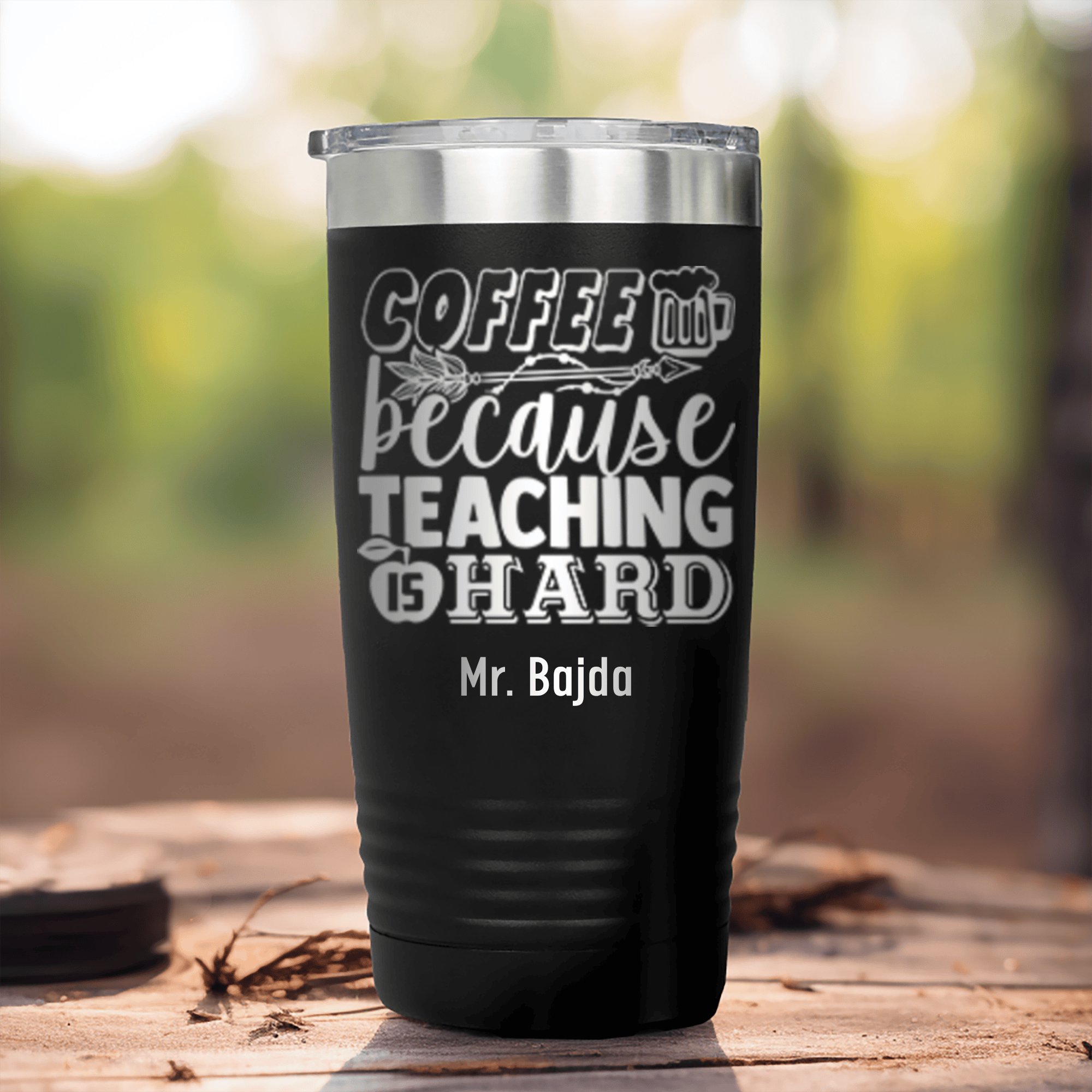 Black Teacher Tumbler With Coffee Because Teaching Is Hard Design