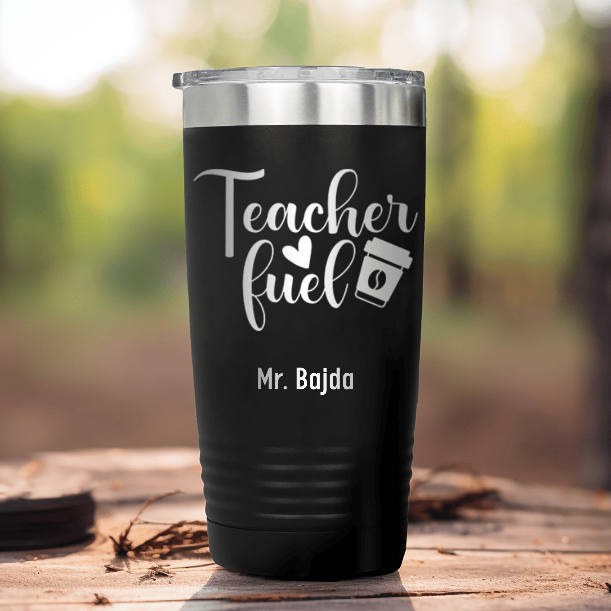 Black Teacher Tumbler With Coffee Teacher Fuel Design
