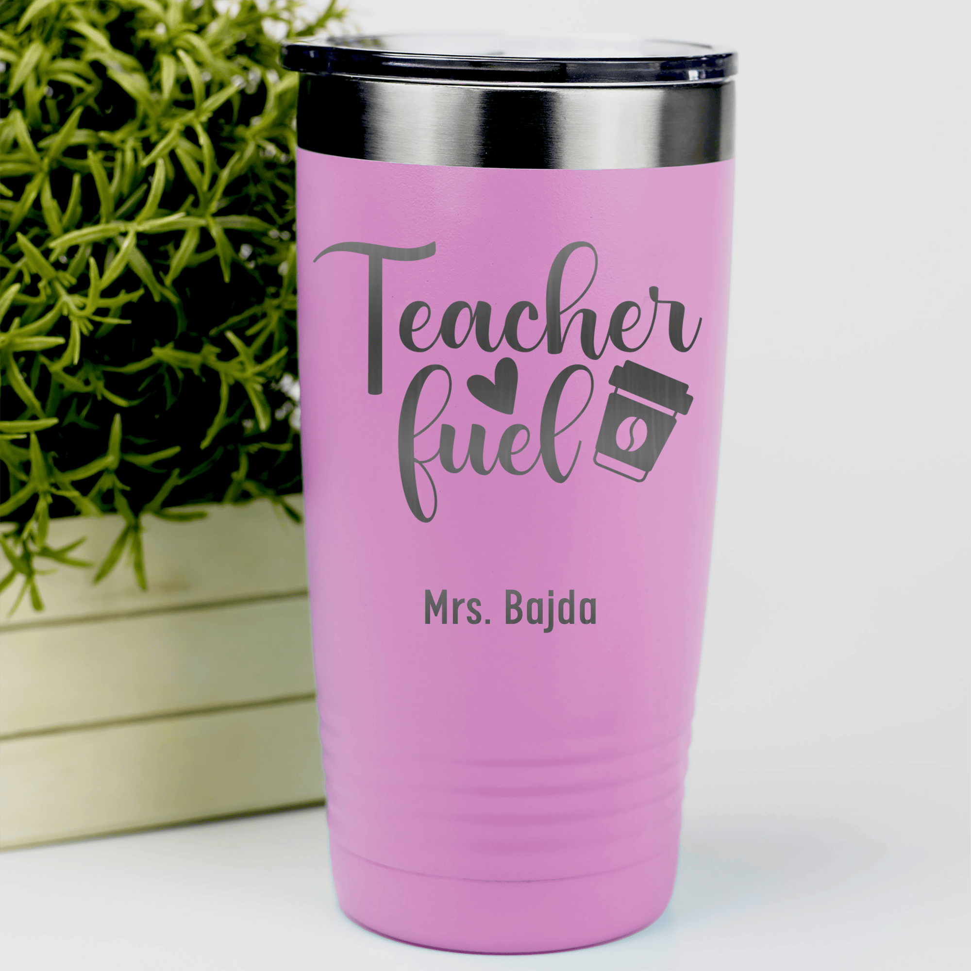 Pink Teacher Tumbler With Coffee Teacher Fuel Design