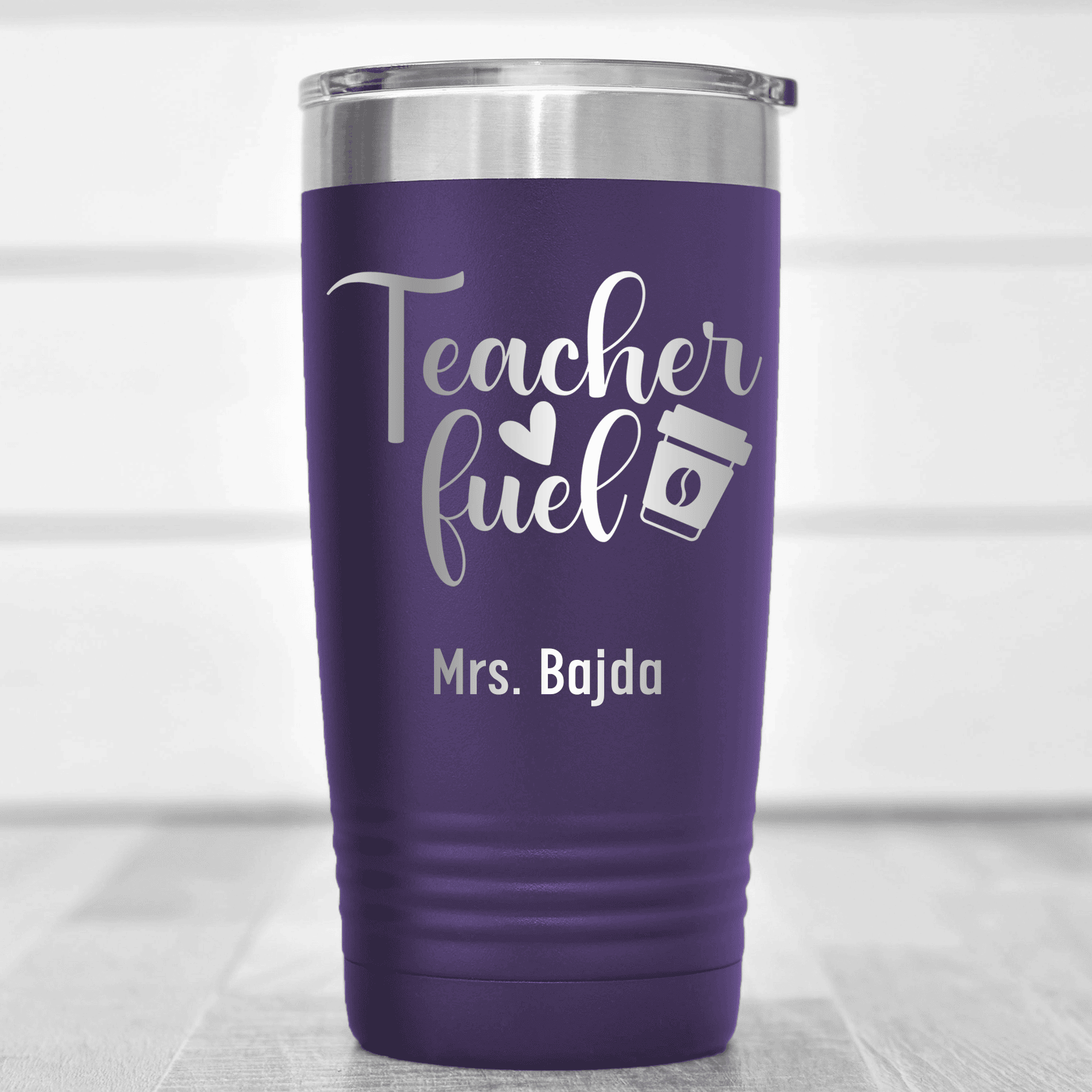 Purple Teacher Tumbler With Coffee Teacher Fuel Design