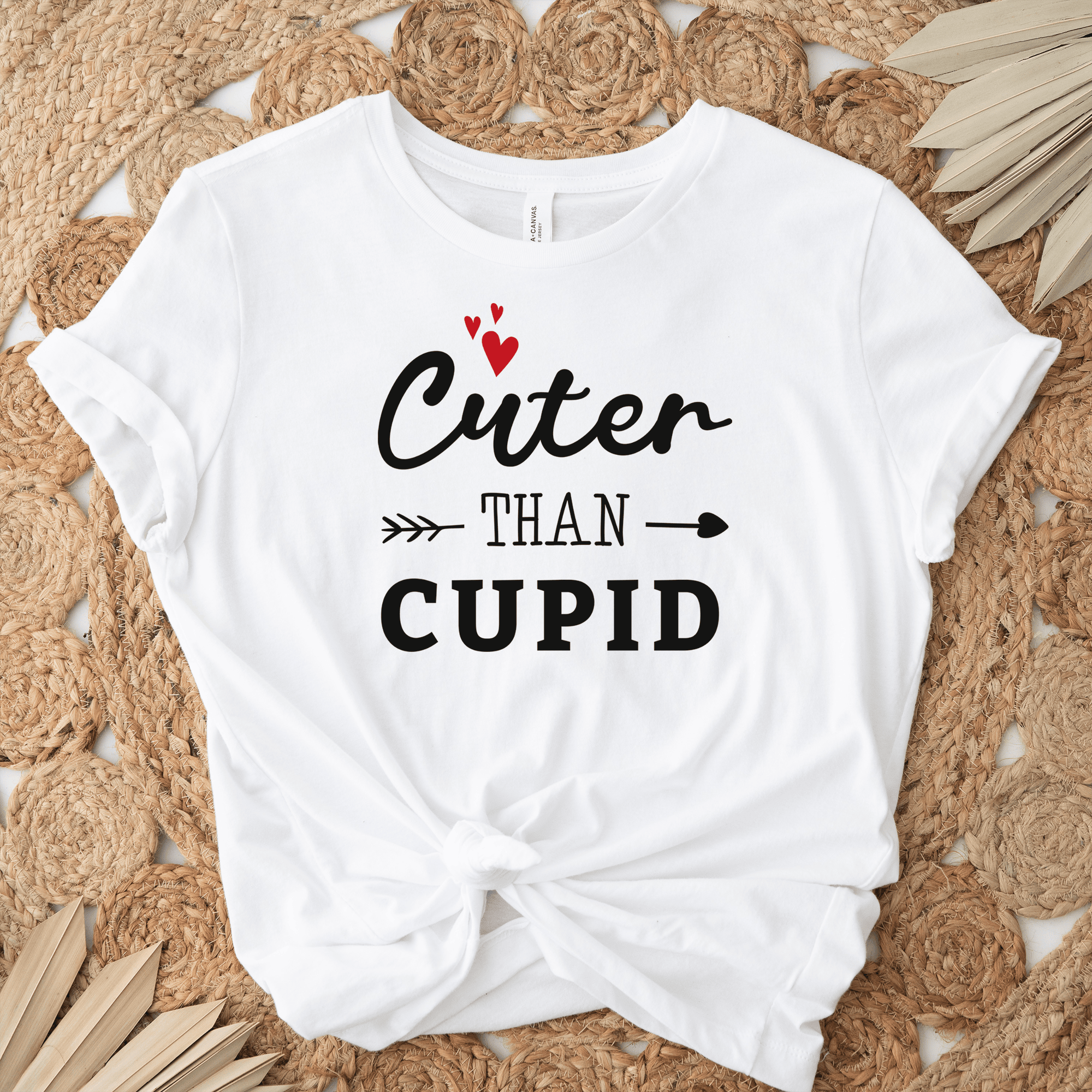 White Womens T-Shirt With Cuter Than Cupid Design