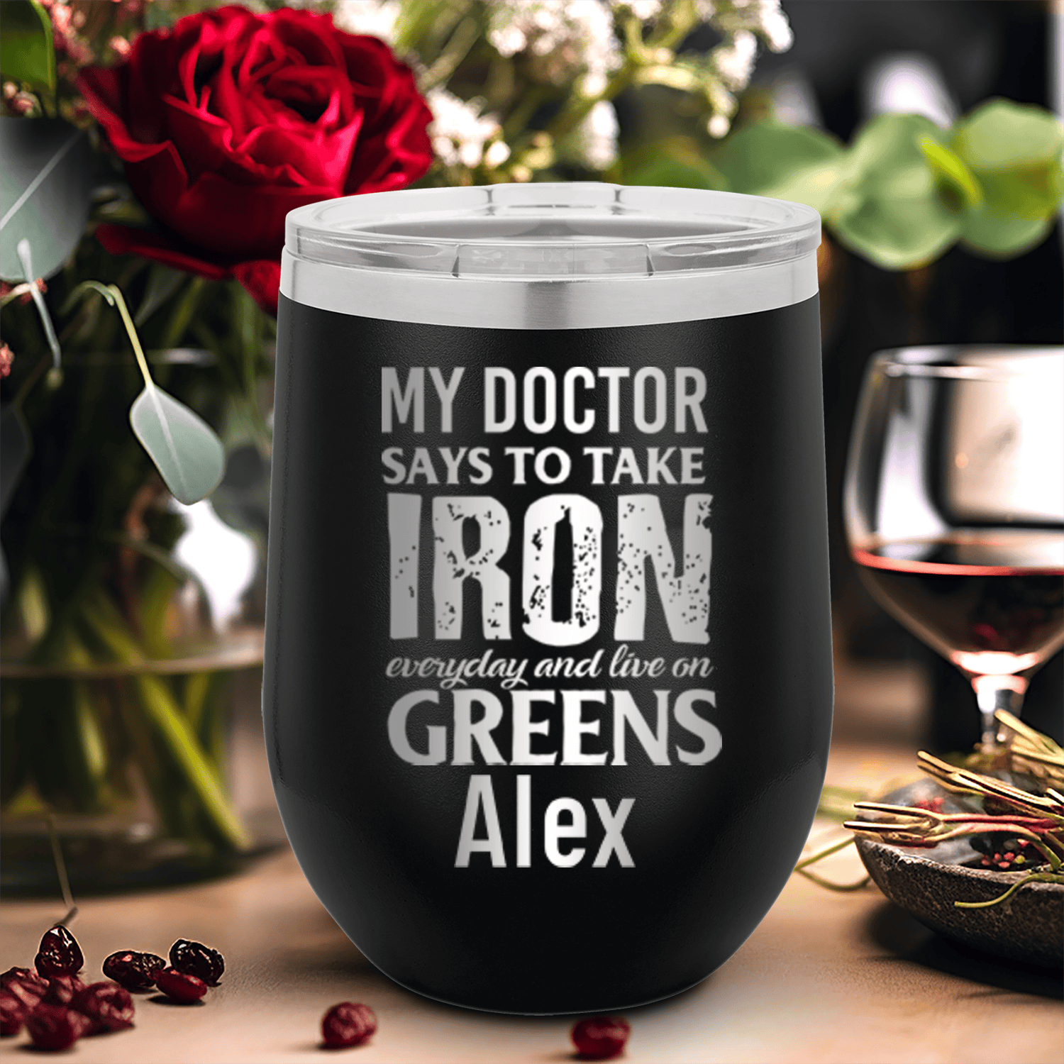 Black Golf Gifts For Her Wine Tumbler With Doctors Orders For Golf Design