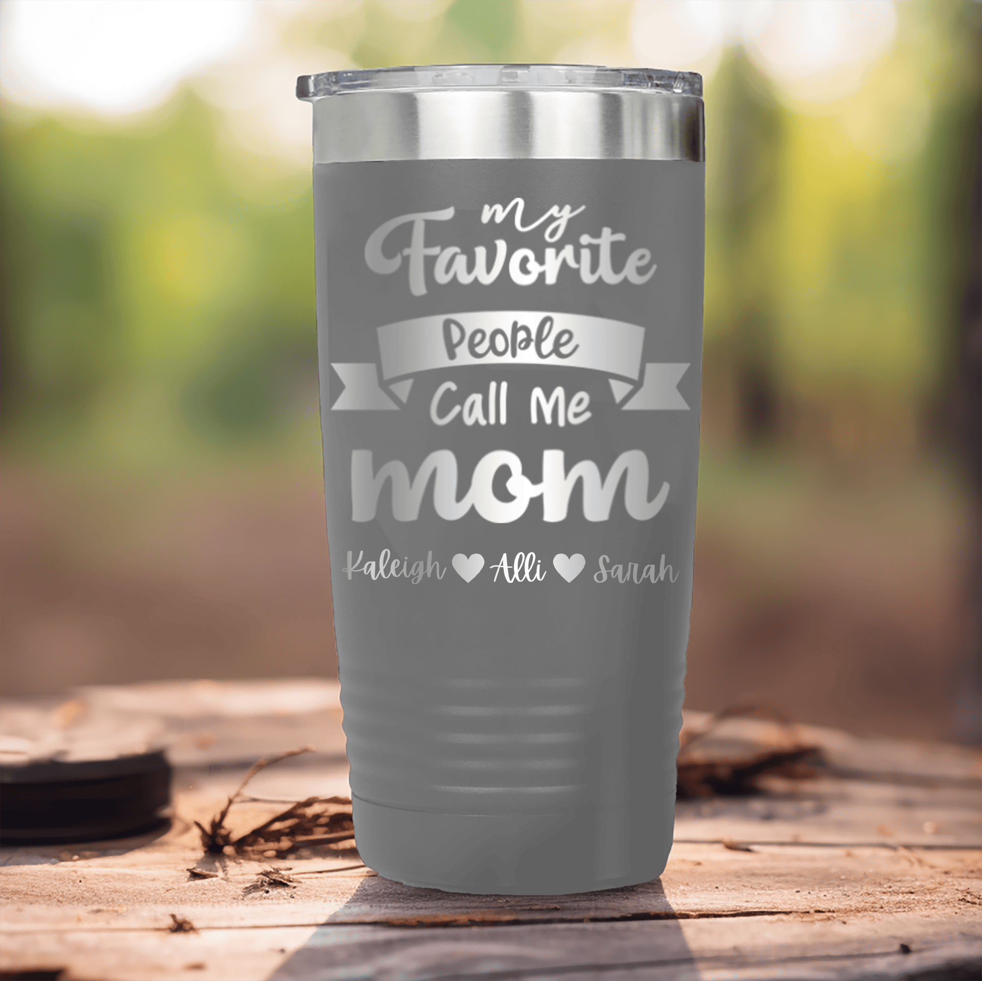 Grey Mothers Day Tumbler With Favorite People Call Me Mom Design