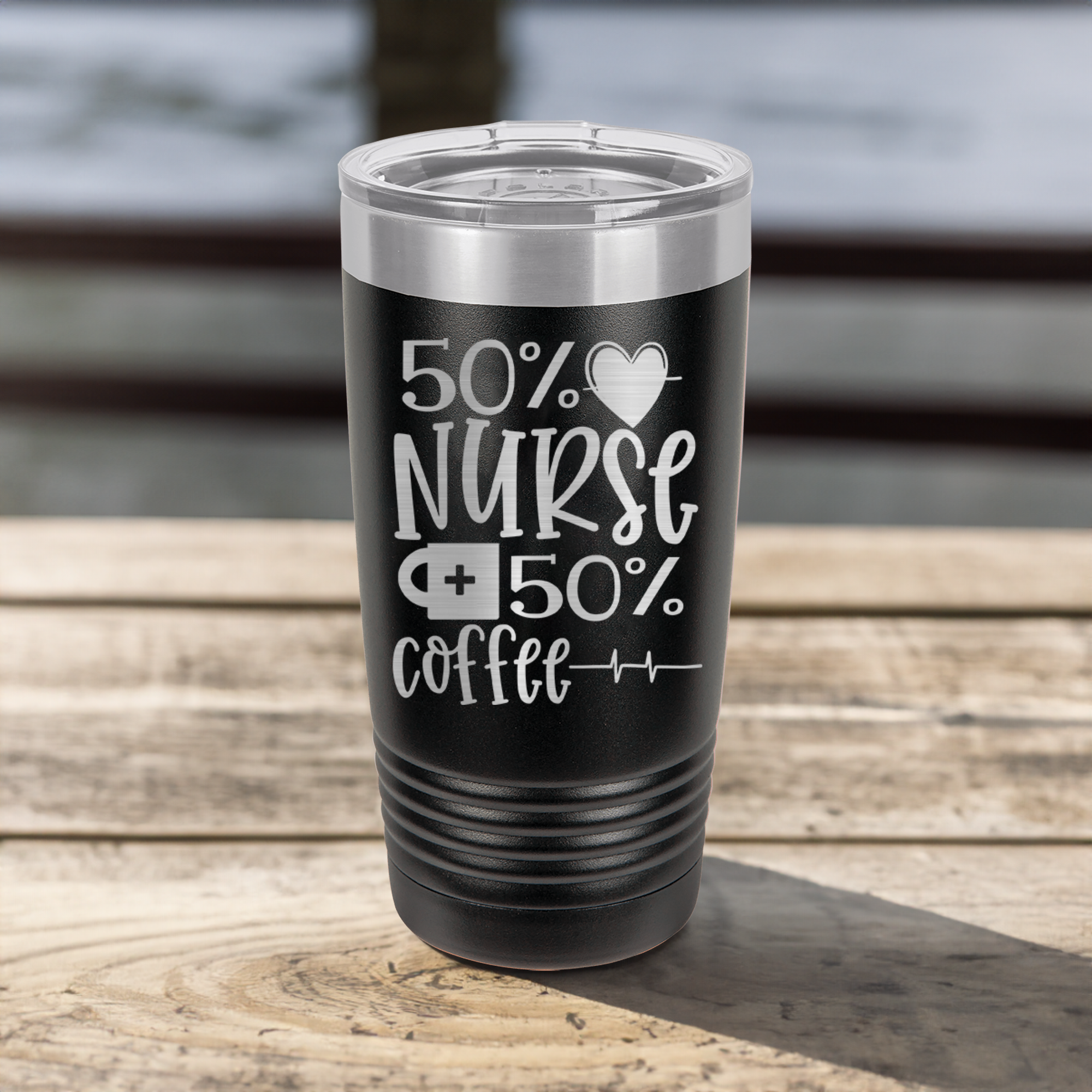 Funny Fifty Percent Nurse Fifty Percent Coffee Ringed Tumbler