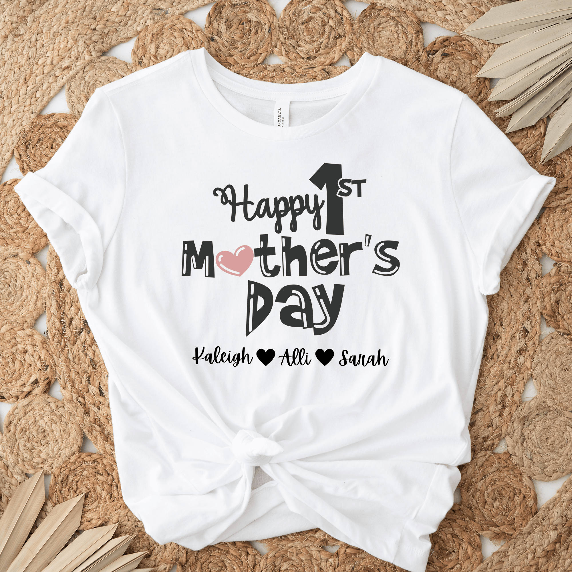 Womens White T Shirt with First-Mothers-Day design