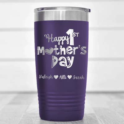 Purple Mothers Day Tumbler With First Mothers Day Design