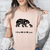 Womens Heather Peach T Shirt with Flower-Mama-Bear design