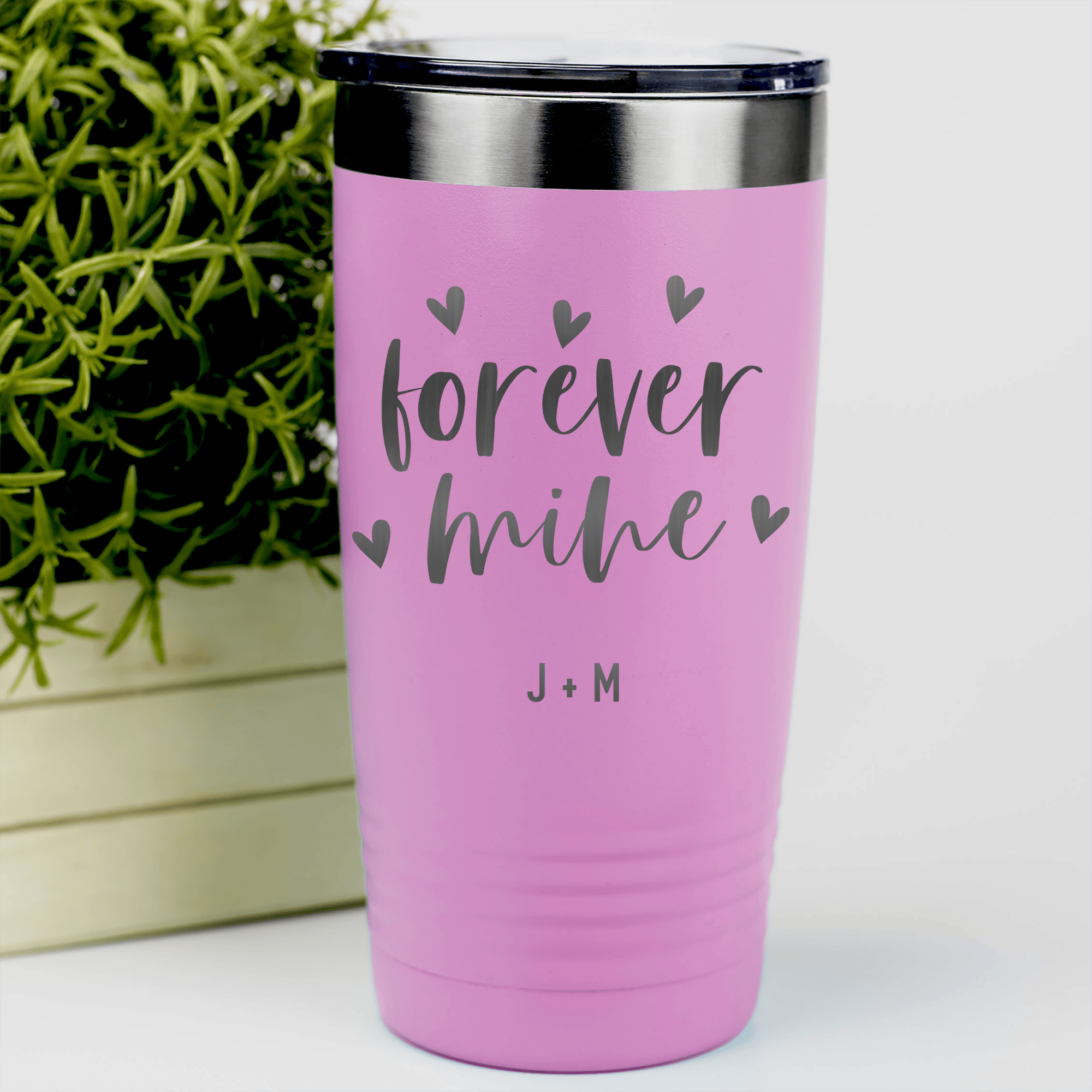 Pink Valentines Day Tumbler With Forever Mine Design