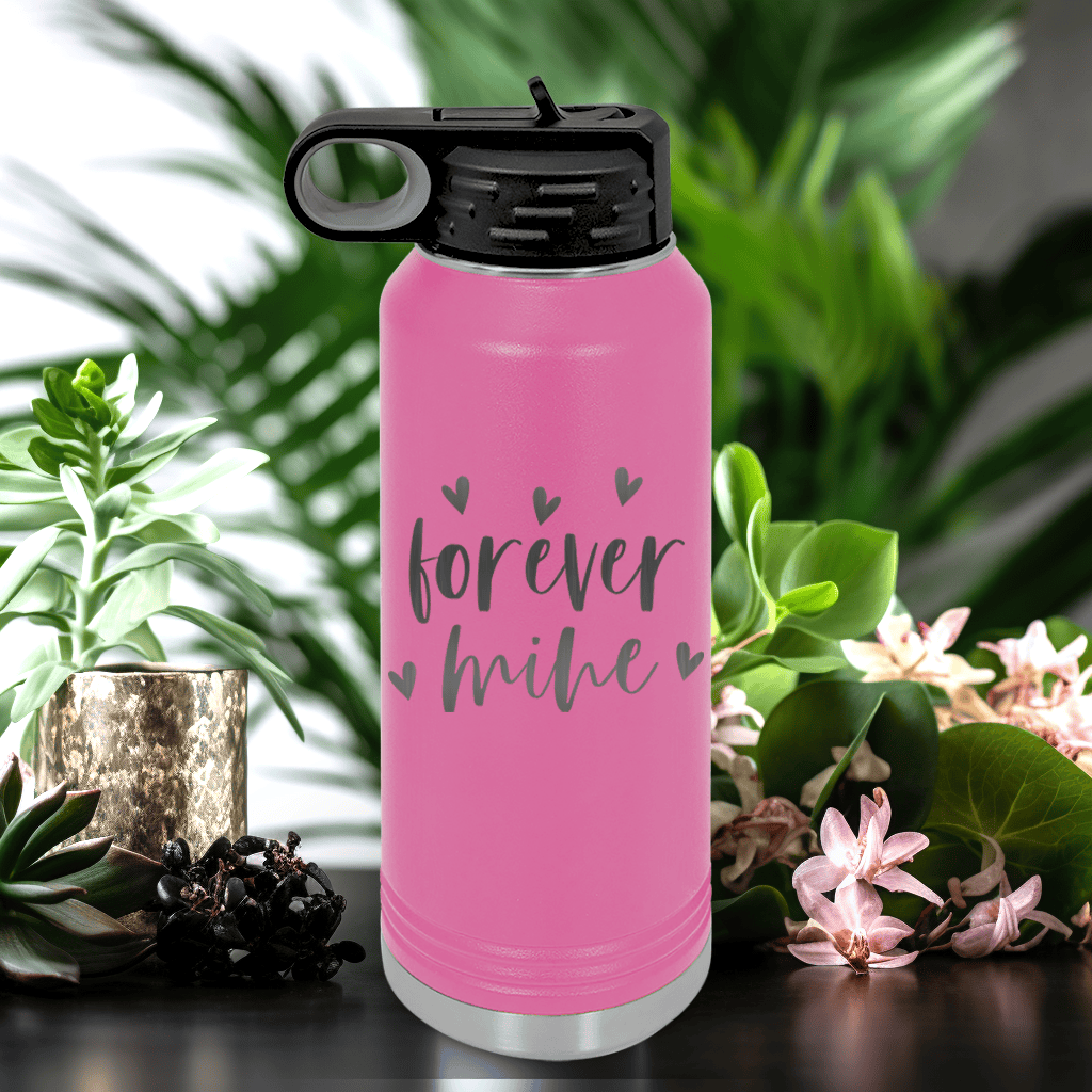Pink Valentines Day Water Bottle With Forever Mine Design