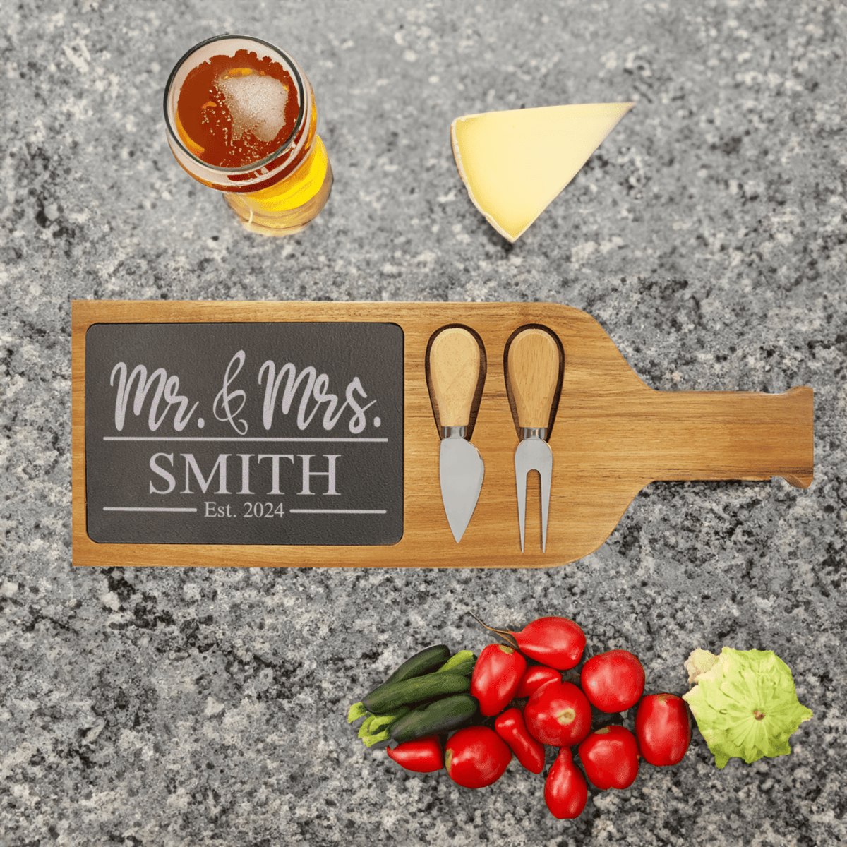 Forever United Arework Wood Slate Serving Tray With Handle