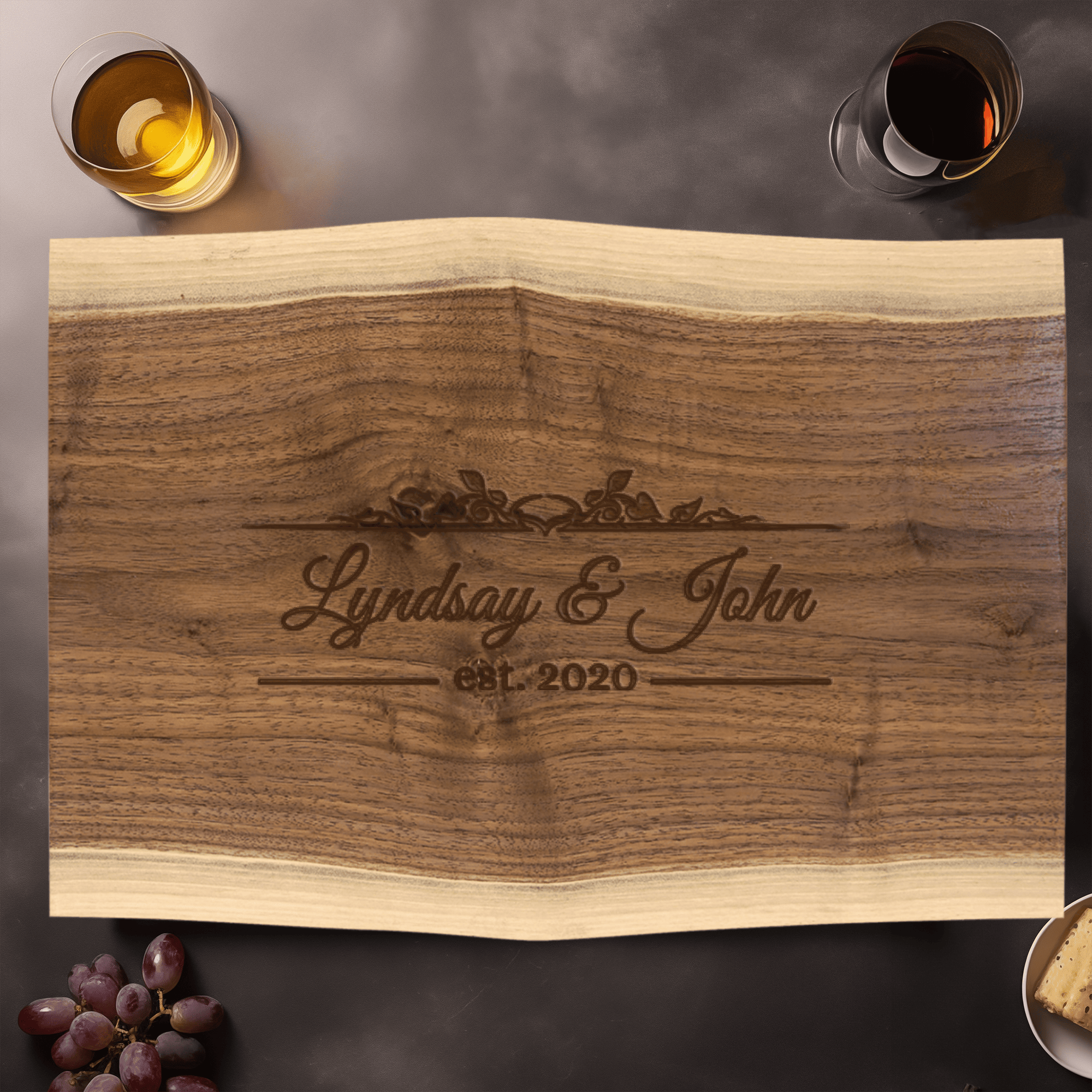 Anniversary Walnut Cutting Board With Forever United Design