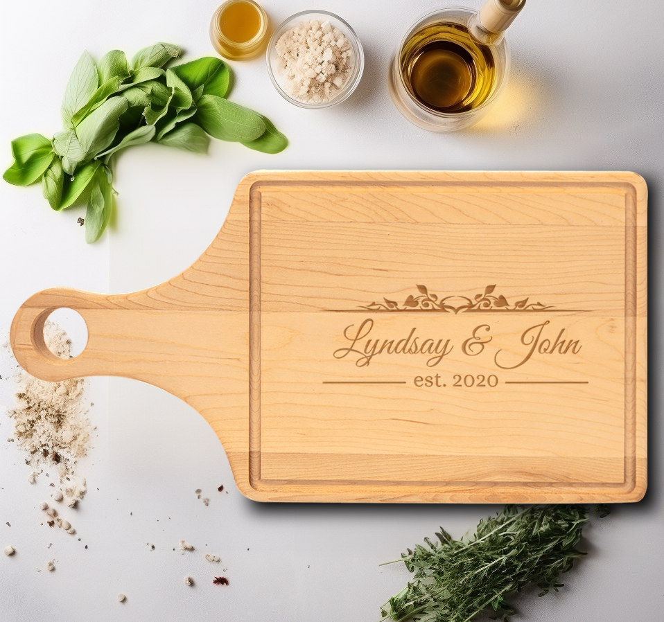 Anniversary Gift Maple Paddle Cutting Board With Forever United Design