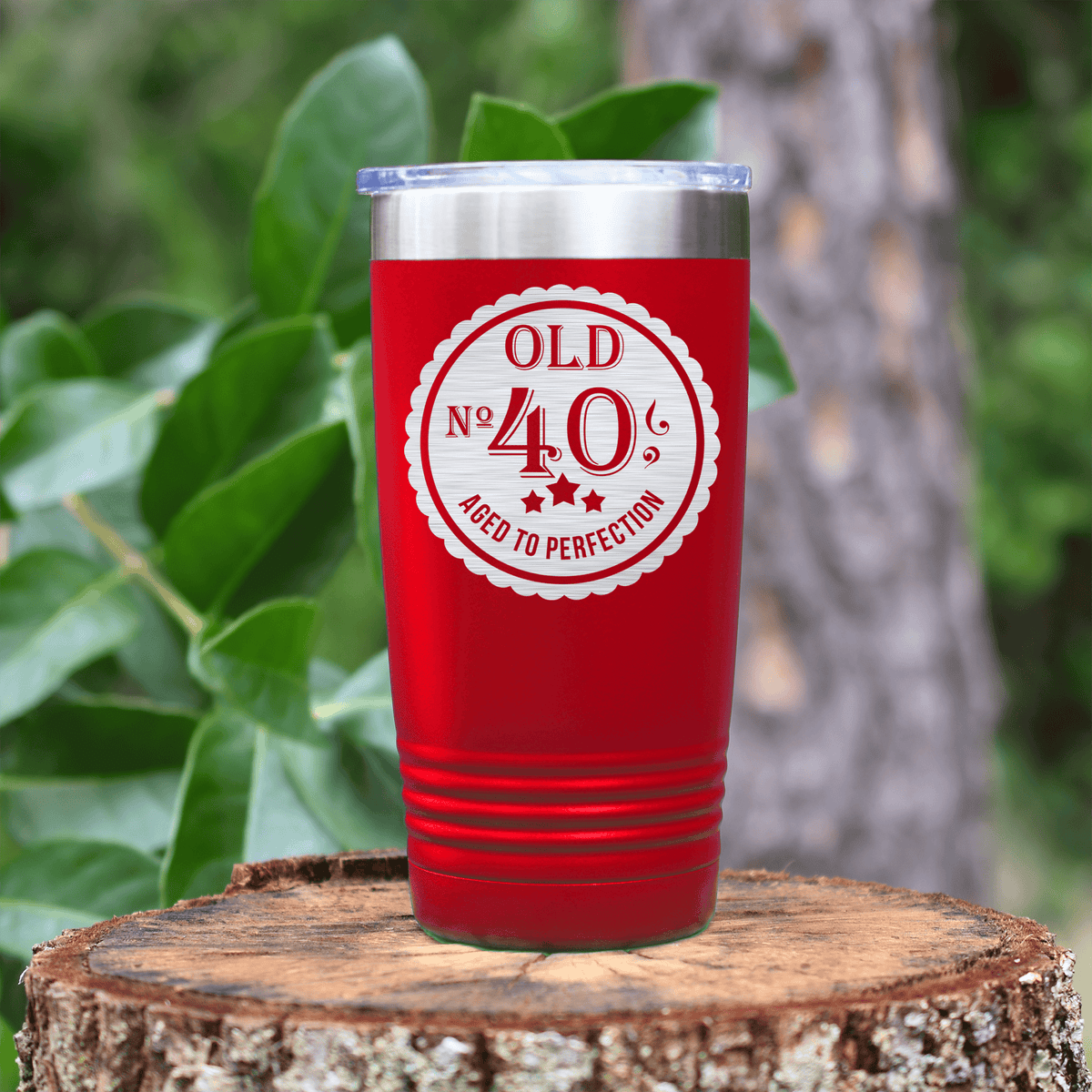Red birthday tumbler Fourty Aged To Perfection