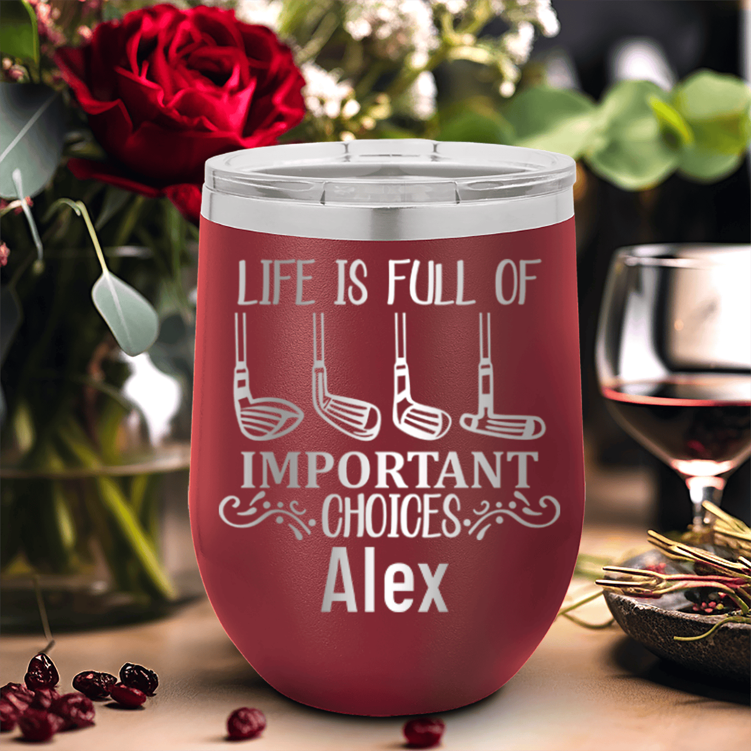 Maroon Golf Gifts For Her Wine Tumbler With Girls Have Choices Design