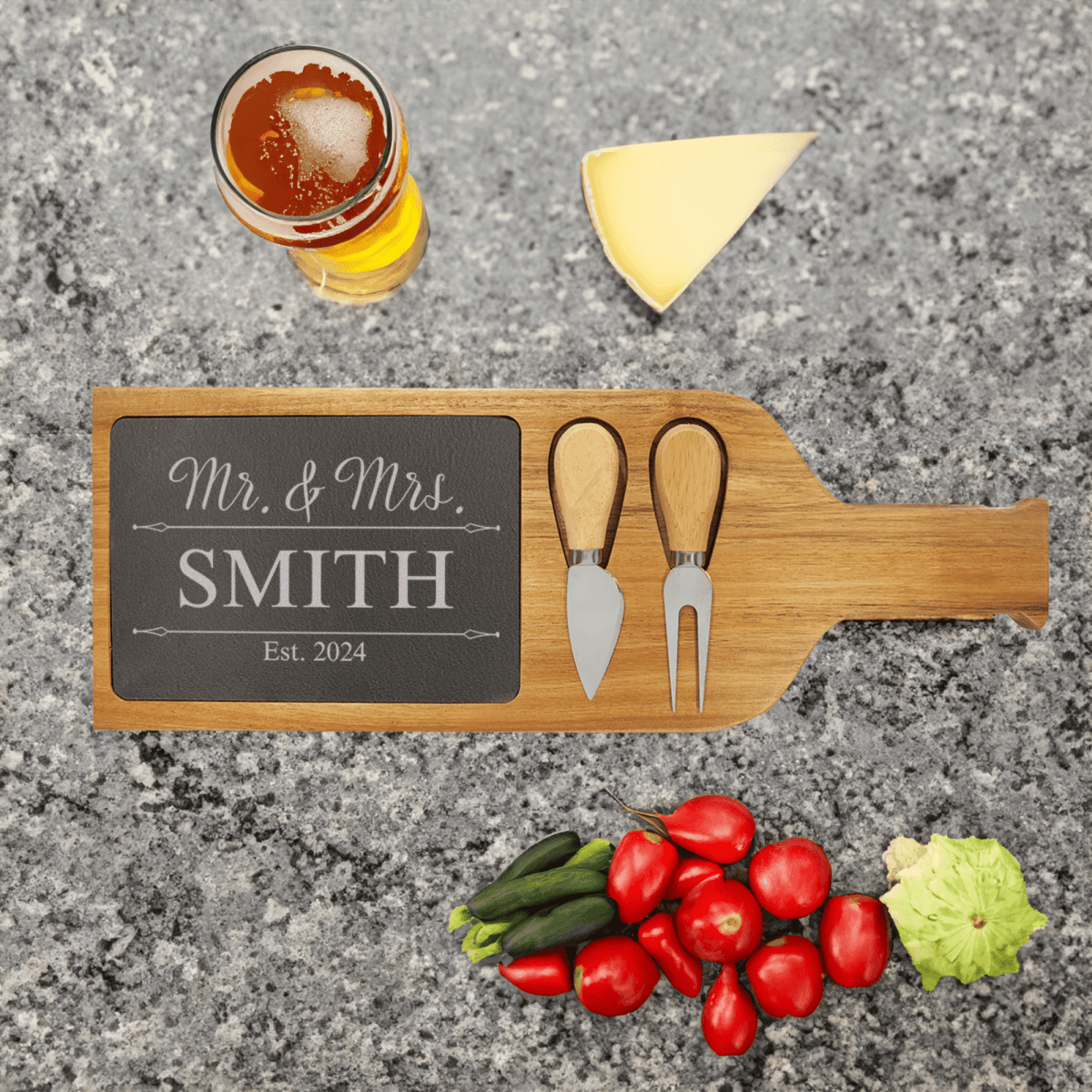 Golden Moments Memorial Wood Slate Serving Tray With Handle