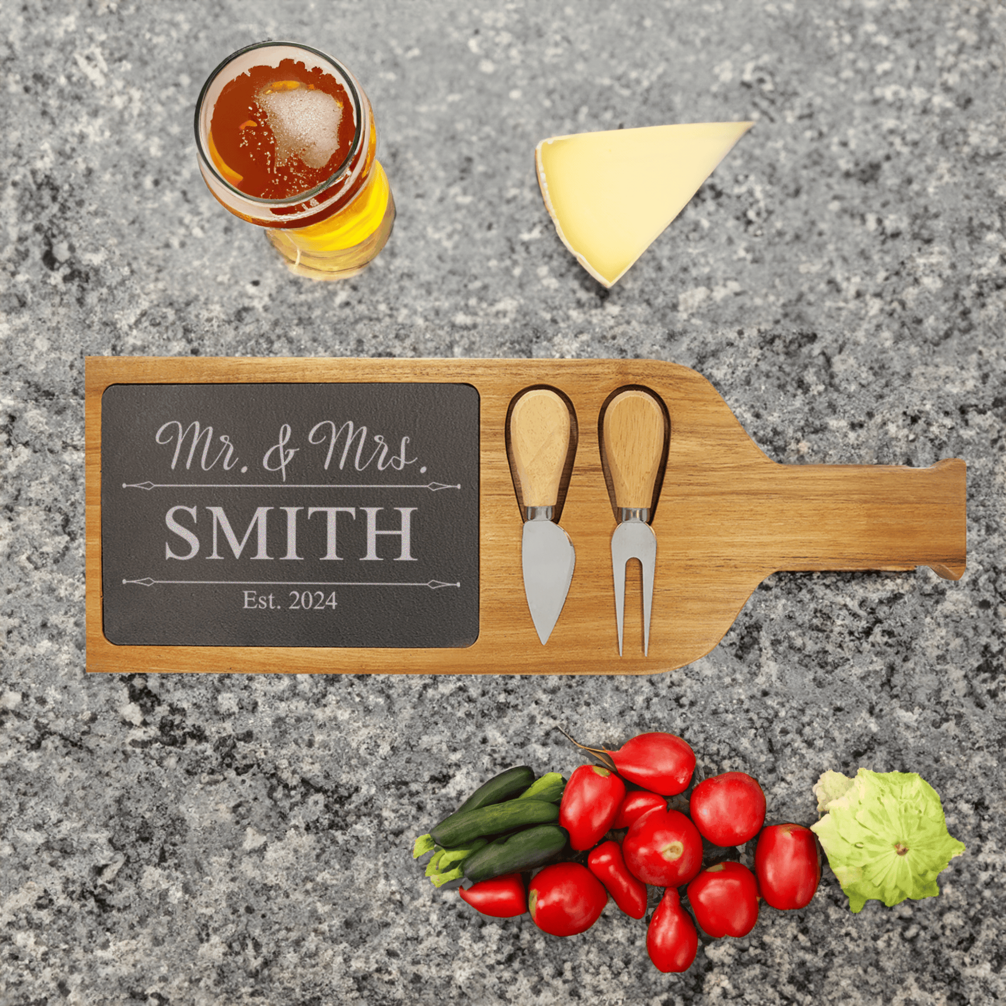 Golden Moments Memorial Wood Slate Serving Tray With Handle