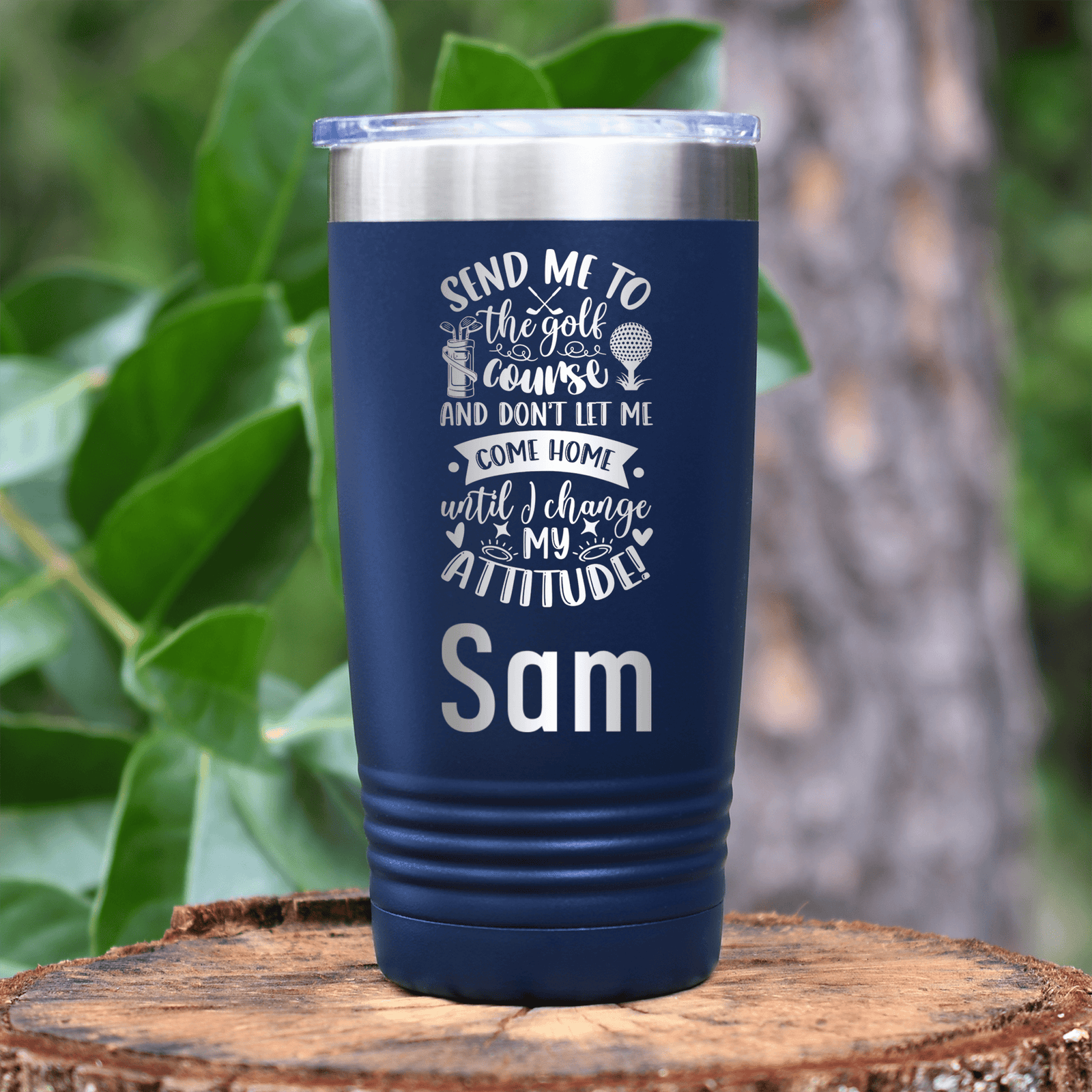 Navy Golf Gifts For Her Tumbler With Golf Attitude Adjustment Design