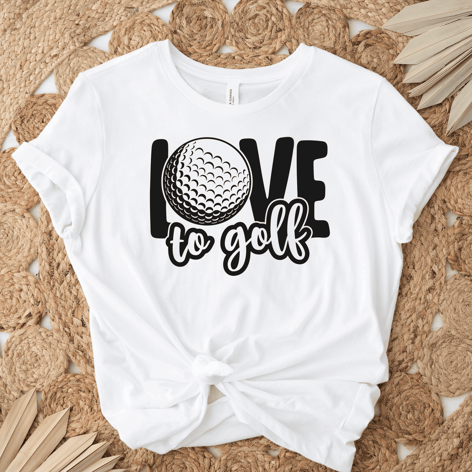 Womens White T Shirt with Golf-Is-Love design