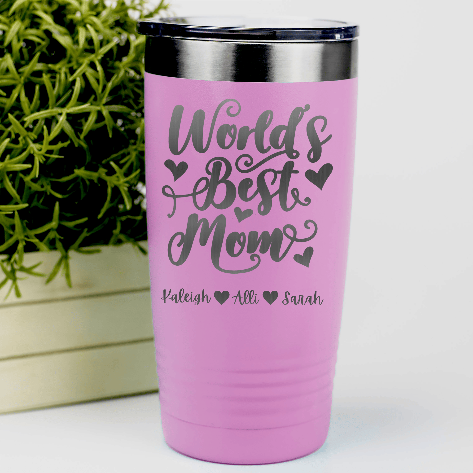 Pink Mothers Day Tumbler With Greatest Mom In The World Design