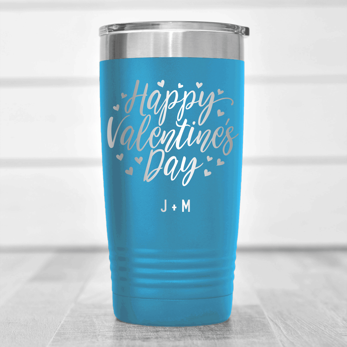 Light Blue Valentines Day Tumbler With Happy Valentines Day Design