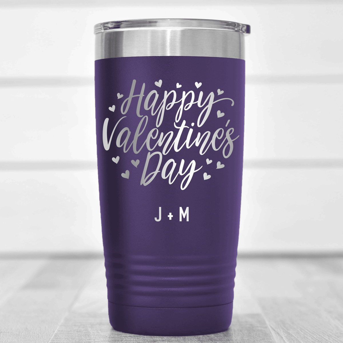 Purple Valentines Day Tumbler With Happy Valentines Day Design
