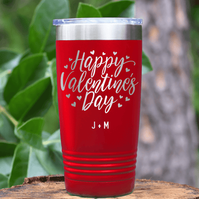 Red Valentines Day Tumbler With Happy Valentines Day Design