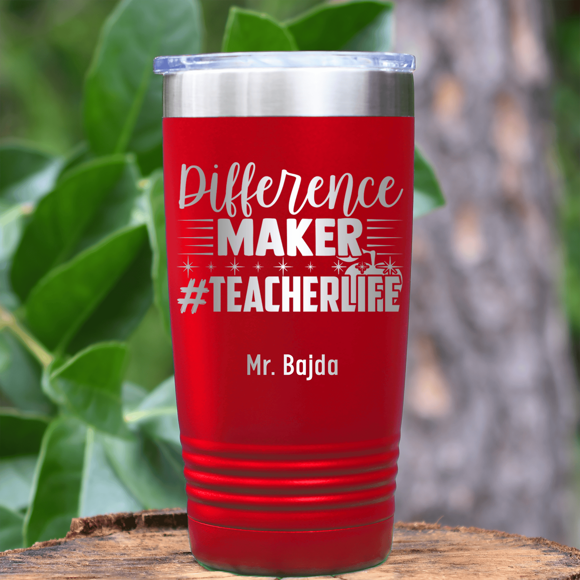 Red Teacher Tumbler With Hashtag Teachervibes Design