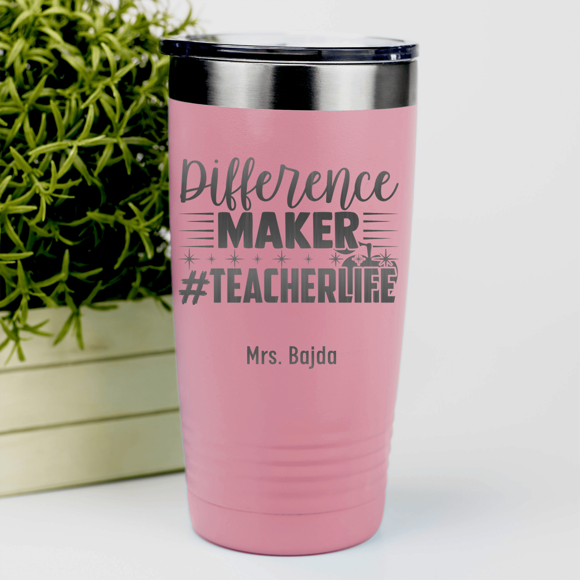 Salmon Teacher Tumbler With Hashtag Teachervibes Design