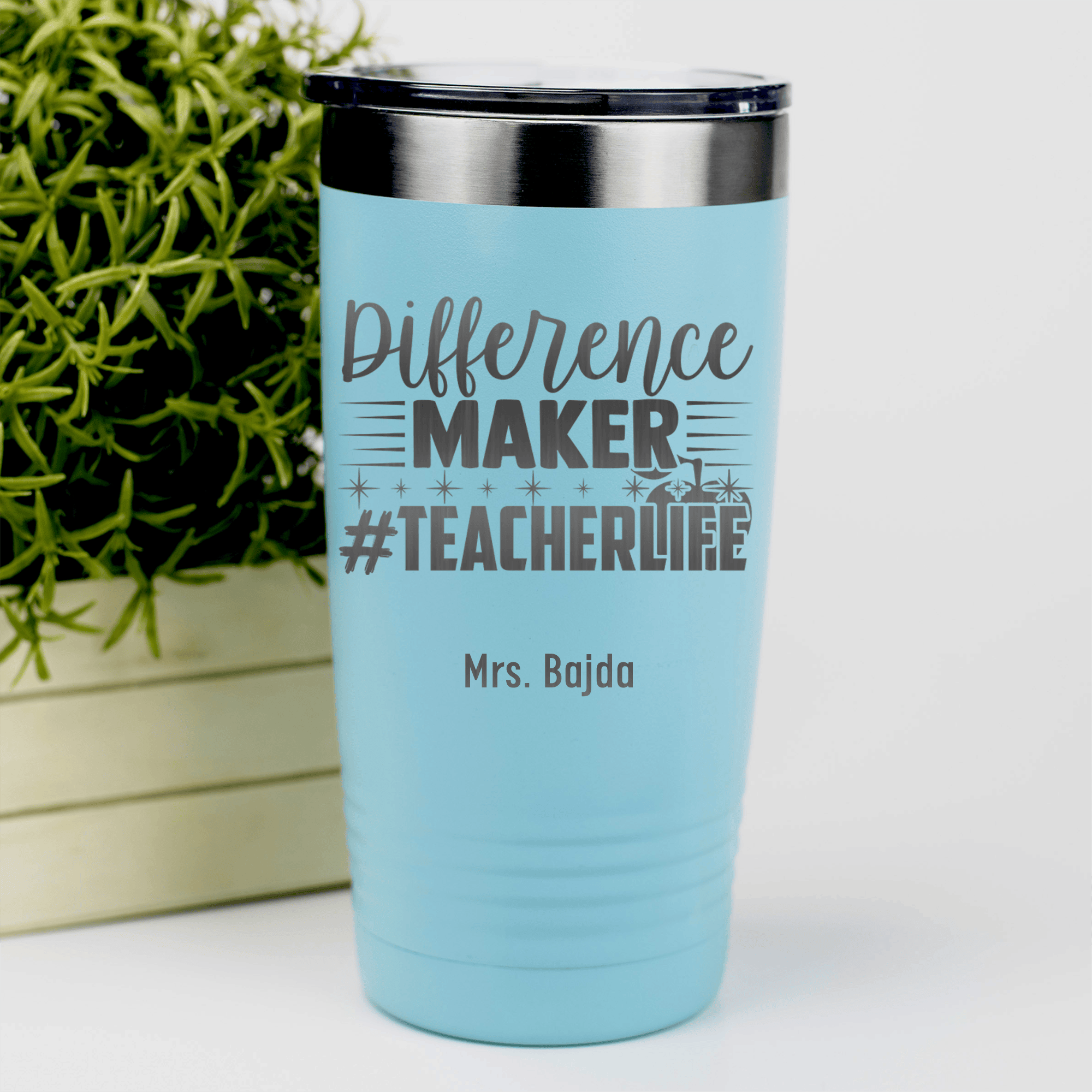 Teal Teacher Tumbler With Hashtag Teachervibes Design