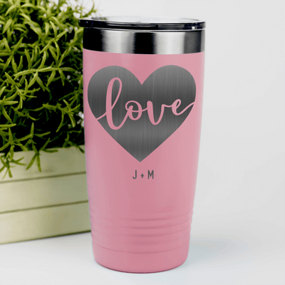 Salmon Valentines Day Tumbler With Heart Carved Love Design