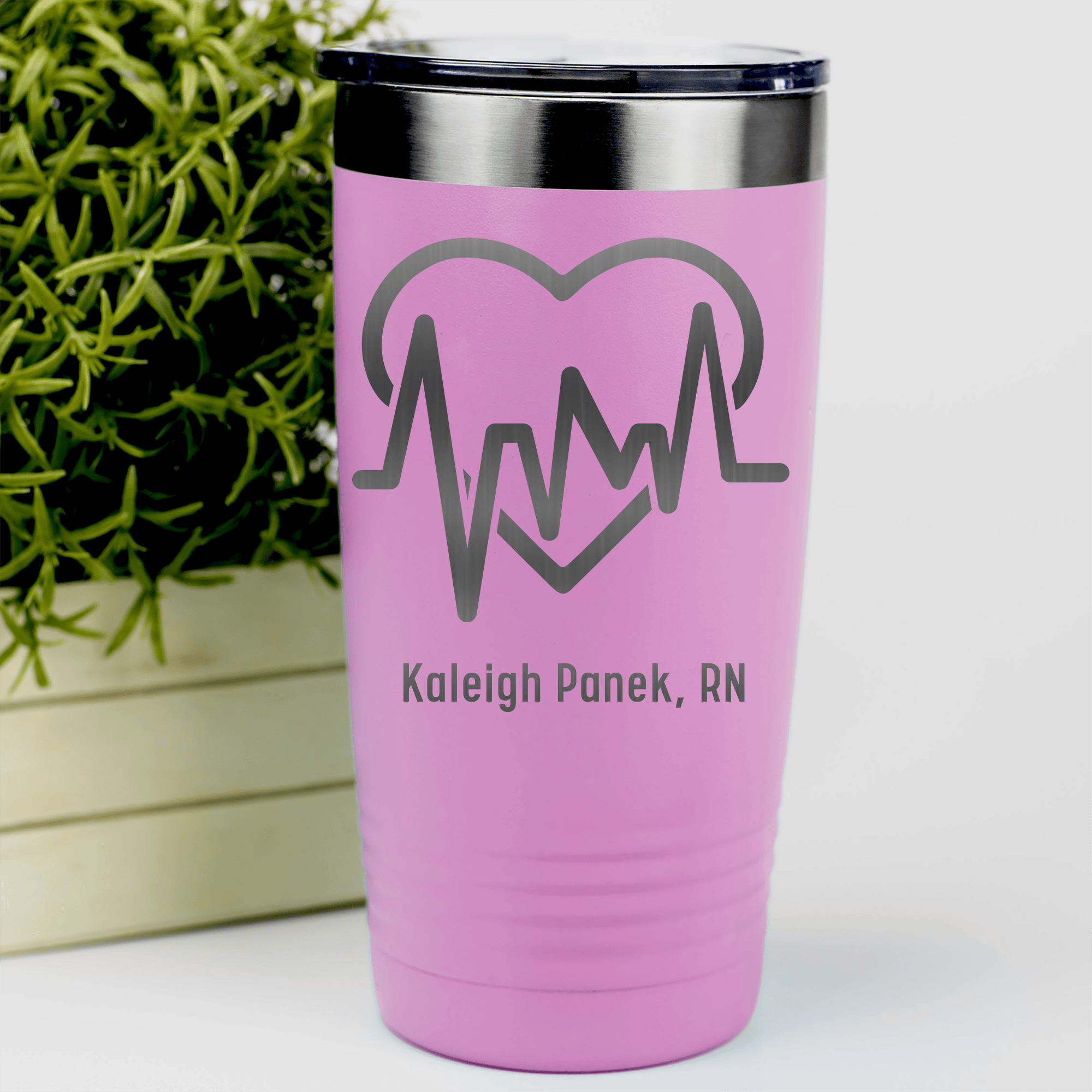 Pink Nurse Tumbler With Heartbeat Design Design