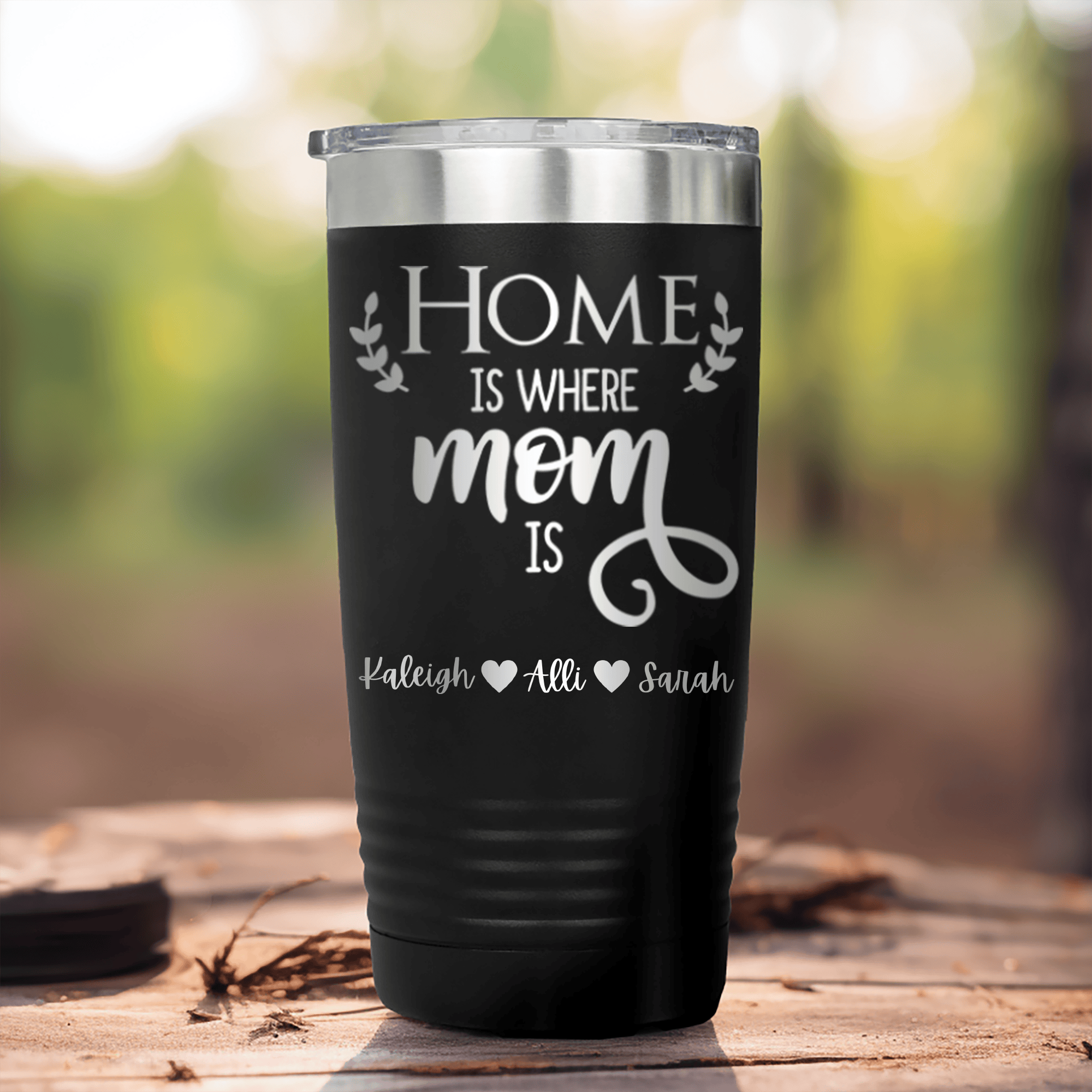 Black Mothers Day Tumbler With Home Is Where Mom Is Design