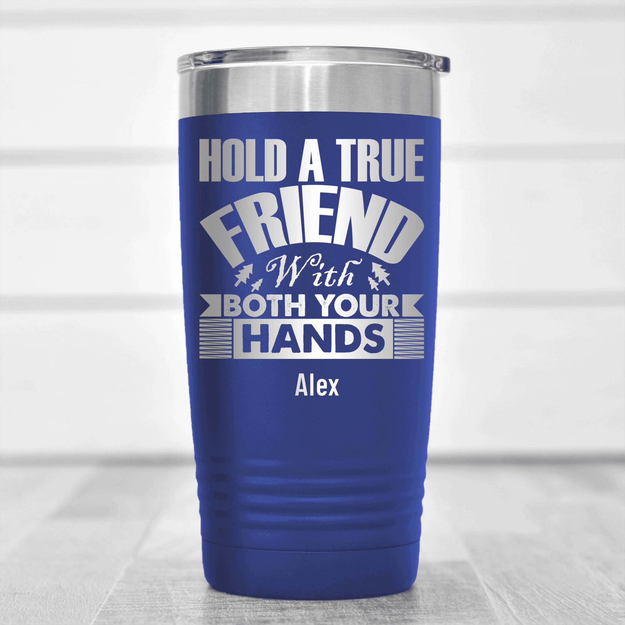 Blue Best Friend Tumbler With Hug Your Friend Design
